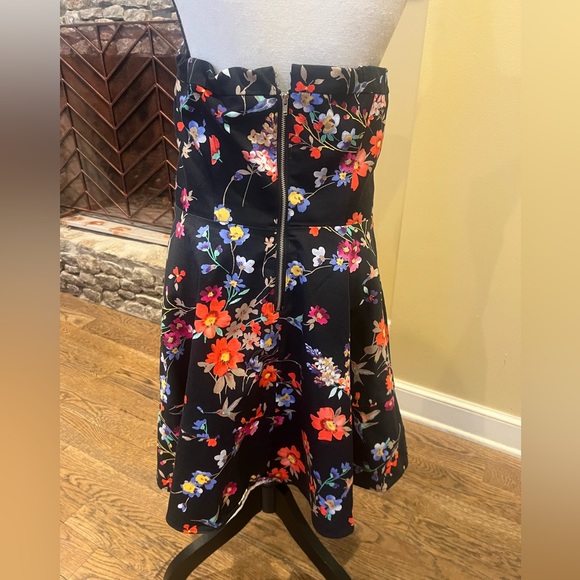 Express vintage strapless black floral mini dress size 12 - Picture 2 of 9